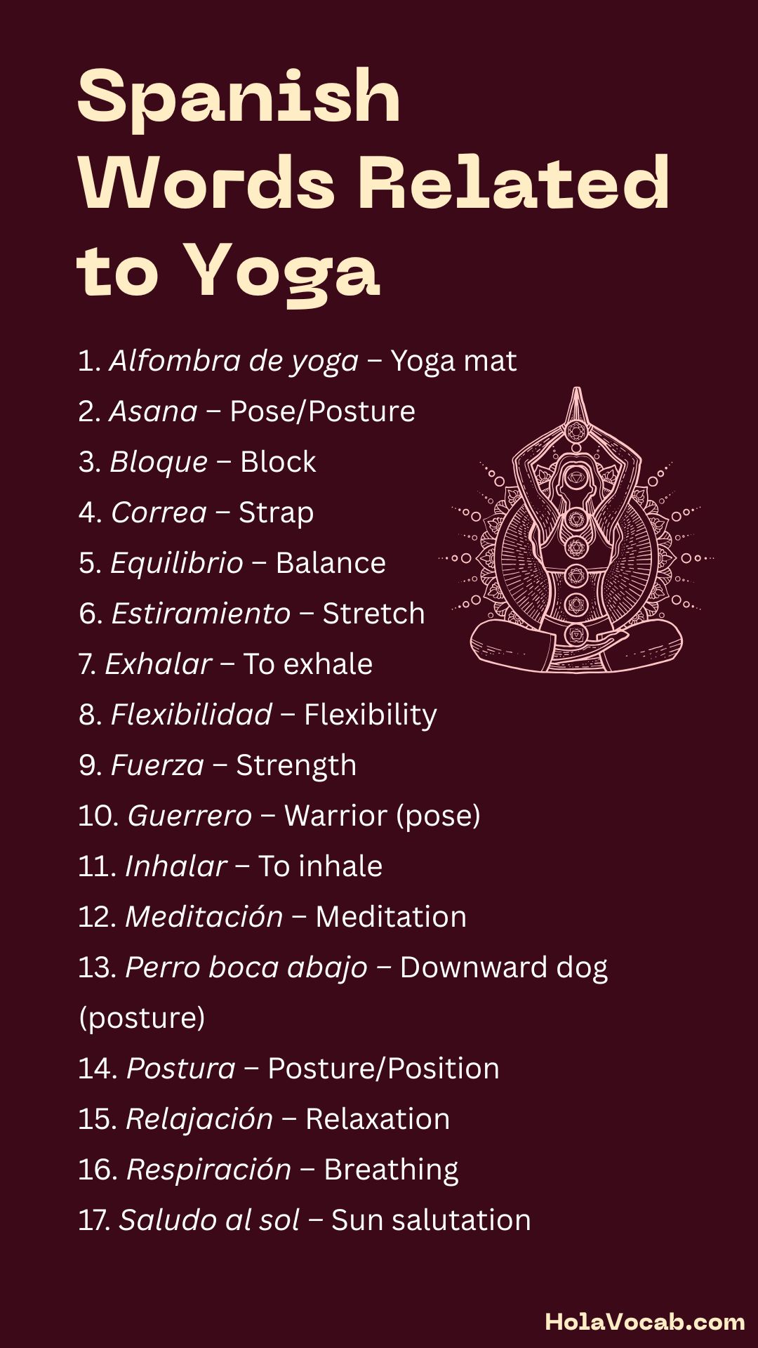 Spanish Words Related to Yoga graphic